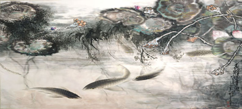 H.H.第三世多杰羌佛五明展顯- 絕世神品《龍鯉鬧蓮池》
